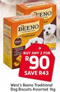 West's Beeno Traditional Dog Biscuits Assorted-2 x 1Kg