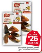 Buddy Bites Perfectly Smoked Tasty Treats Rawhide Hooves 5s-For 2