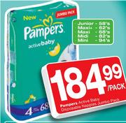 Pampers Active Baby Disposable Nappies Jumbo Pack-Per Pack