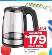 Aim 2Ltr Glass Kettle AGK12