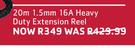 Digitech 20m 1.5mm 16A Heavy Duty Extension Reel