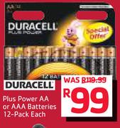 Duracell Plus Power AA Or AAA Batteries 12-Pack-Each