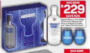 Absolut Blue Or Lime Vodka-750ml & 2 Glasses Gift Pack Or Grapefruit Vodka & 1 Glass Gift Pack-Each