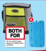 12 Can Soft Cooler Bag And A 400ml Flat Ice Brick-For Both