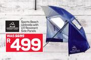 1Blue Mountain Sports Beach Umbrella With UV Resistant Side Panels