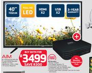Aim 40” (102cm) Full HD LED TV With OVHD Decoder CZ1542