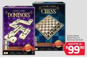 Classic Games Wood Chess Or Dominoes Set-Each