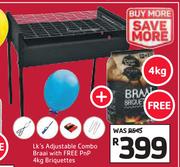 LK's Adjustable Combo Braai With Free PnP 4kg Briquettes