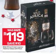Wild Africa Cream Liqueur-750ml & 2-glass Gift Pack