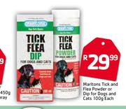 Marltons Tick And Flea Powder Or Dip For Dogs And Cats-100g Each