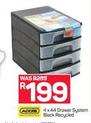 Addis 4 x A4 Drawer System Black Recycled
