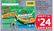 Scrubbi Plus Sponge Scourer 8-Pack Or Rainbow Sponge Scourer 10-Pack-Each