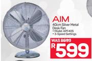 Aim 40cm Silver Metal Desk Fans APF40S