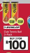 Dunlop Club Tennis Ball 3-Pack-For 2