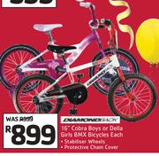 Diamond Back 16" Cobra Boys Or Della Girls BMX Bicycles-Each