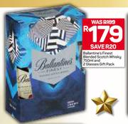 Ballantine's Finest Blended Scotch Whisky-750ml & 2 Glasses Gift Pack