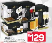 O2 dine Crystal Flute, Wine, Hi-Ball, Whisky Or Gin Glasses 4-Pack