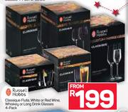 Russell Hobbs Classique Flute, White Or Red Wine, Whiskey Or Long Drink glasses 4-Pack
