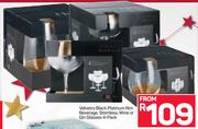 Valvetro Black Platinum Rim Beverage,Stemless, Wine Or Gin Glasses 4-Pack