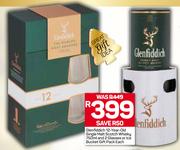 Glenfiddich 12 Year Old Single Malt Scotch Whisky-750ml & 2 Glasses Or Ice Bucket Gift Pack-Each
