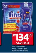 Finish Powerball All In 1 Tablets 42s And Rinse And 400ml