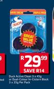 Duck Active Clean 3 X 45g Or Dual-Colour In Cistern Block 3 X 35g 