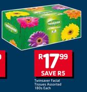 Twinsaver Facial Tissues Assorted-180's Each