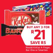 Nestle KitKat 4-Finger/Bar-One Or Smarties-For 3