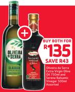 Oliveira Da Serra Extra Virgin Olive Oil-750ml & Serena Balsamic Vinegar-500ml-For Both