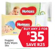 Huggies Baby Wipes 56s-For 2