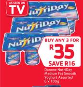 Danone Nutriday Medium Fat Smooth Yoghurt-3x6x100g