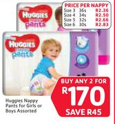 Huggies Nappy Pants For Girls Or Boys Size 3-Per Nappy