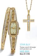 Tempo Watch & Bangle With Pendant Set