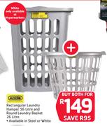 Addis Rectangular Laundry Hamper 56ltr & Round Basket 26Ltr-For Both