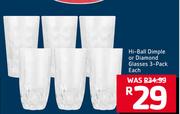 Hi Ball Dimple Or Diamond Glasses 3 Pack-Each