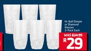 Hi-Ball Dimple Or Diamond Glasses 3-Pack Each