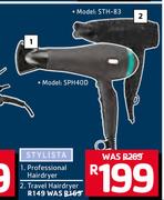 Stylista Proffessional Hairdryer SPH40D And Travel Hairdryer STH-83
