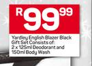 Yardley English Blazer Black Gift Set Consist Of: 2 X 125ml Deodorant And 150ml Body Wash