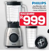 Philips Jug Blender With Personal Blender HR3556/02