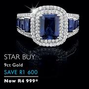 Sterling Silver, Sapphire & Diamonds 9ct Gold Ring