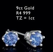 Streling Silver & Tanzanite 9ct Gold Earring TZ=1ct