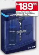 Gillette Mach 3 Gift Pack Consist Of: 75ml Shave Gel, Razor And Blade Case