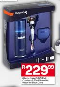 Gillette Fusion 5 Gift Pack Consist Of: 75ml Shave Gel, Razor And Blade Case