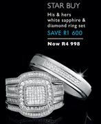 His & Hers White Sapphire & Diamond Ring Set