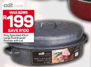 O2 Cook Grey Speckled 43cm Large Oval Enamel Roaster With Lid