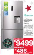 Hisense Inox Fridge With Bottom Freezer And Water Dispenser H610BI-WD