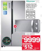 Hisense Stainless Steel Side-By-Side FridgeH670SS With A Free 20Ltr Mirror Finish MicrowaveH20MOMMI