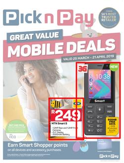 Pick n Pay : Mobile Deals (25 Mar - 21 Apr 2019), page 1