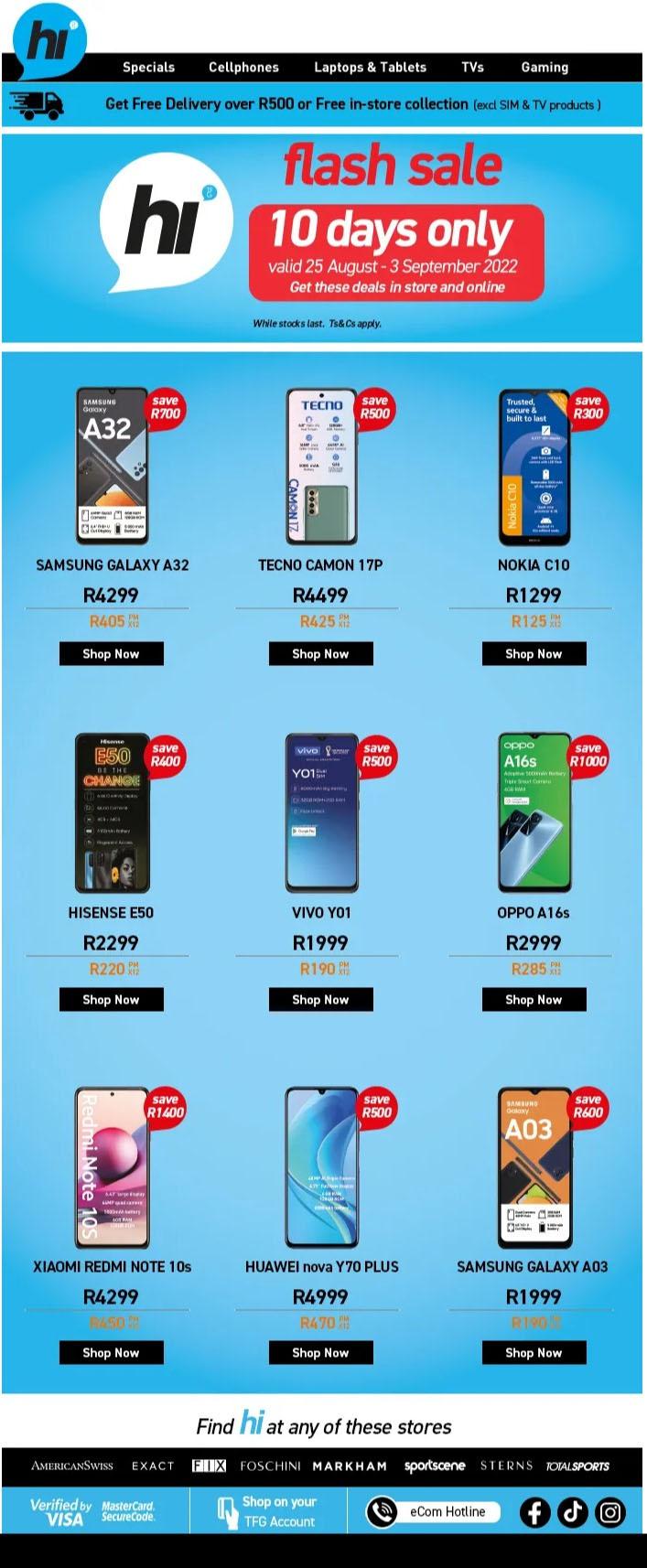 Hi Online Flash Sale (25 August 03 September 2022) — m.guzzle.co.za