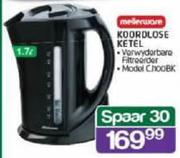 Mellerware 1.7Ltr Koordlose Ketel CJ100BK